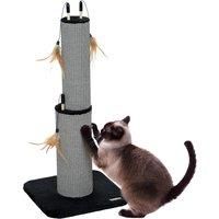 PawHut 78cm Tall 2 in 1 Cat Scratching Post with 3 Toy Feathers, Black Aosom UK