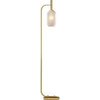 HOMCOM Floor Lamp for Living Room with Glass Lampshade, Modern Standing Lamp with Foot Switch for Bedroom, Bulb not Included, Gold Tone Aosom UK