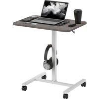 HOMCOM Height Adjustable Standing Desk, Pneumatic Sit Stand Desk for Laptop, Mobile Overbed Table with Wheels and Headphone Hook, Grey Aosom UK