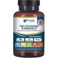 A-Z Multivitamins And Minerals I 365 Vegan A-Z Vitamins Tablets (1 Yr Supply) I 26 Essential Active Vitamins, Minerals & Micronutrients for Men & Women I Made in The UK by Prowise Healthcare