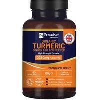 Organic Turmeric 2280mg (High Strength) with Black Pepper & Ginger - 180 Vegan Turmeric Capsules with Active Ingredient Curcumin I Soil Association Approved I UK Made by Prowise Healthcare