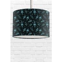 Black and Blue Space Rockets Lampshade