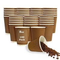 oz Compostable Rippled Paper Coffee Cups - NOVOGREEN 8 100-