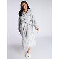 Boux Avenue Stripe Cut Plush Long Robe - Grey