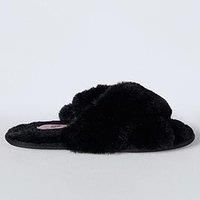 Boux Avenue Holly Embroidered Crossband Slipper - Black