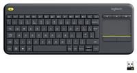 Logitech K400 Plus Wireless Livingroom Keyboard with Touchpad for Home Theatre PC Connected to TV, Customizable Multi-Media Keys, Windows, Android, Laptop/Tablet, QWERTZ German Layout - Black