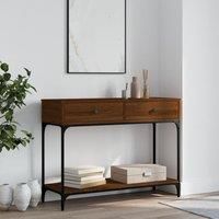 Console Table Brown Oak 100x34.5x75 cm Engineered Wood