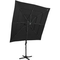 4-Tier Parasol with Aluminium Pole Black 250x250 cm