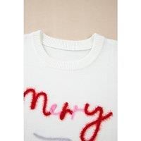 White Tinsel Merry AND Bright Pattern Plus Size Christmas Sweater  -  Tops