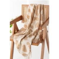 Parchment Cow Print Fringed Winter Large Scarf