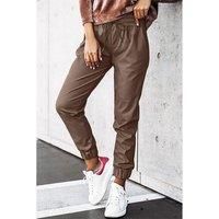 Brown Leather Tie Waist Jogger Pants