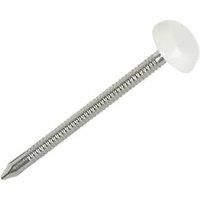 uPVC Nails White Head A4 Stainless Steel Shank 3 x 50mm 100 Pack (38849)