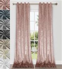 Pair of Crushed Velvet Curtains, Eyelet Ring Top, Unlined, Rose Pink, 2 panels, 140cm x 240cm 55" x 94"