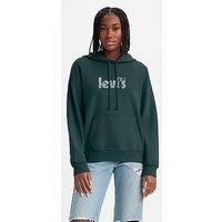 Levi/'s Women/'s Graphic Standard Hoodie, Poster Logo, Deep Sea Moss, XXS