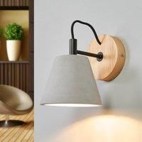 Lucide Possio - wall light w. concrete lampshade and wood