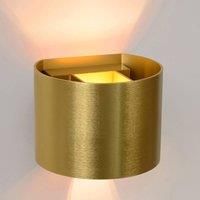 Lucide Xio LED wall light, round, matt gold