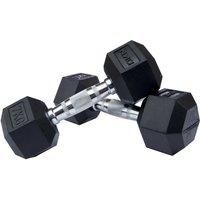 DKN Cast Iron Rubber Encased Hex 2-30kg Weights Hexagonal Dumbbells Single & Set