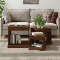 Nesting Tables 3 pcs Brown Oak Engineered Wood