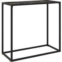 Console Table Black 80x35x75 cm Tempered Glass