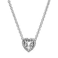 Pandora Timeless Women's Sterling Silver Elevated Heart Cubic Zirconia Pendant Necklace, 45cm