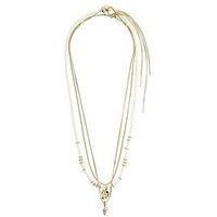 Pilgrim Sea Necklace, 3-In-1 Set, White/Gold-Plated