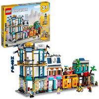 LEGO 31141 Creator 3in1 Main Street to Art Deco Skyscraper or Market Street Building Set, Building Toy with Model Hotel, Café, Apartments and Shops, Creative Construction Model Kit