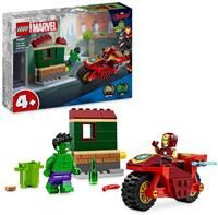 LEGO Marvel Iron Man with Bike and The Hulk, Super Hero Building Toy for Kids, Collectible Playset with Vehicle and Minifigures, Gift for Boys and Girls Aged 4 and Over 76287