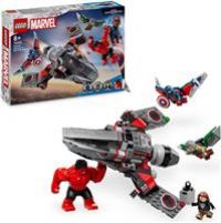 LEGO Marvel Captain America vs. Red Hulk Battle Set, Plane Building Toy with 4 Super Hero Minifigures Including Red Hulk and Falcon, Avengers Gifts for 7 Plus Year Old Boys & Girls 76292