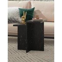 Cosmoliving By Cosmopolitan Brielle Faux Marble Accent Table - Black