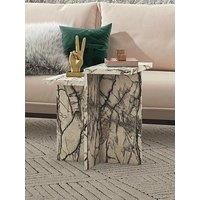 Cosmoliving By Cosmopolitan Brielle Faux Marble Accent Table - Onyx