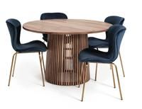 Habitat Jericho Mango Wood Dining Table & 4 Etta Blue Chairs