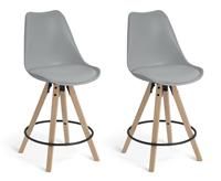 Habitat Jerry Pair of Counter Bar Stools - Grey