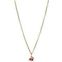 Enamel Copenhagen Red Cherry Gold Plated Sterling Silver Necklace