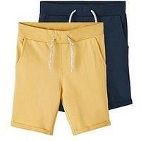 Name It Boys 2 Pack Long Sweat Shorts - Ochre/Dark Sapphire