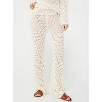 Vila High Waisted Knit Trouser - Cream