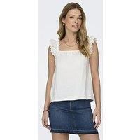 Jdy Frill Strap Top - White