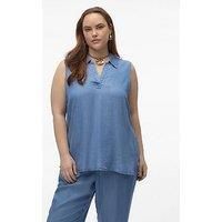 Vero Moda Curve Curve Sleeveless Denim Shirt - Medium Blue Denim