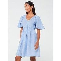 Vila V Neck Smock Mini Dress - Blue