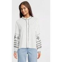 Only Embroidered Detail Shirt - White