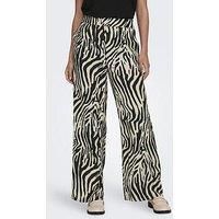 Jdy Zebra Print Wide Leg Trousers - Black/White