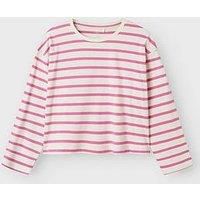 Name It Girls Long Sleeve Stripe Tshirt - Phlox Pink