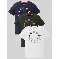 Jack & Jones Junior Boys Warrior 3 Pack T-Shirts - Multi