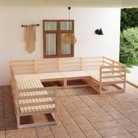 8 Piece Garden Lounge Set Solid Pinewood