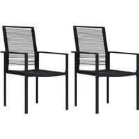 Garden Chairs 2 pcs PVC Rattan Black