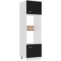 Microwave Cabinet Black 60x57x207 cm Engineered Wood