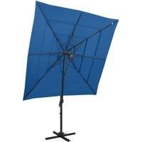 4-Tier Parasol with Aluminium Pole Azure Blue 250x250 cm