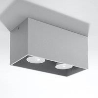 Euluna Ara Maxi ceiling light, aluminium, 2-bulb, grey