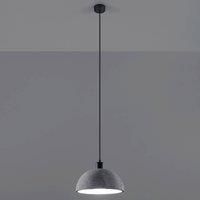 Euluna Lito pendant light, concrete hemisphere lampshade