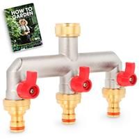 BFG Set Garden Tap Splitter, Way Hose Brass 3 3/4" 3 x 3/4" Brass