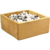 Velvet Ball Pit Square Childrens Kids Misioo Playset w/ 200 6cm Balls Gold